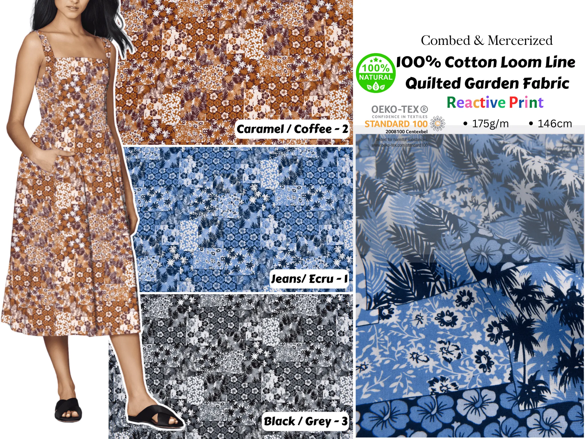 100% Cotton Loom Line  Quilted  Garden Fabric - 129