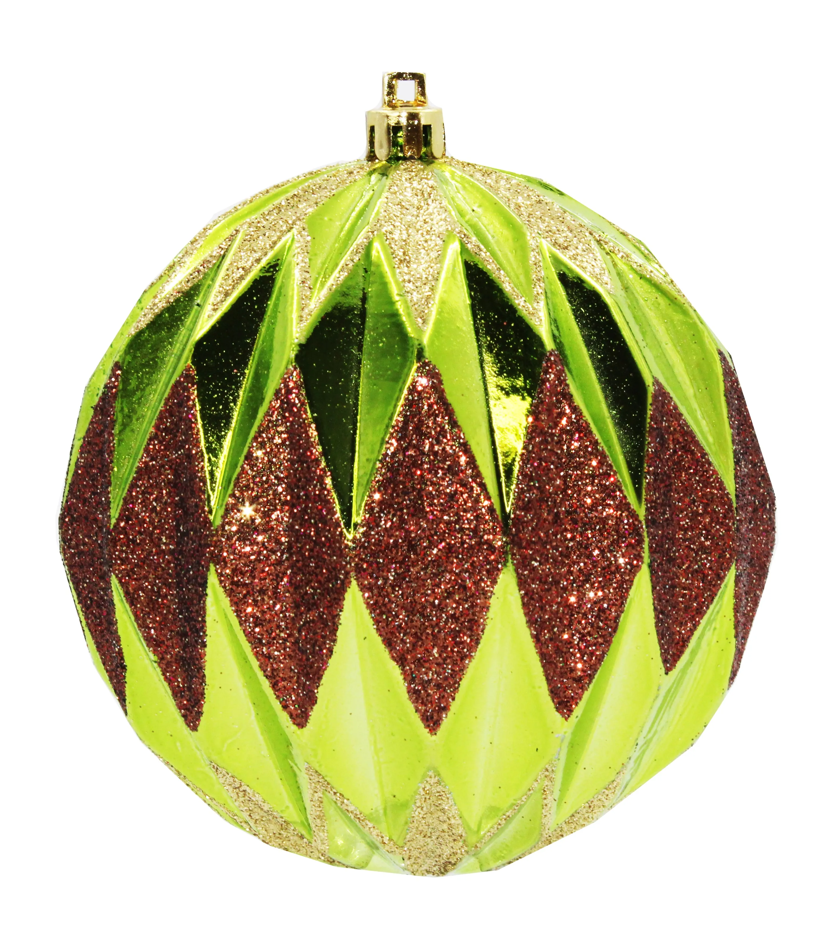 12 Pack Lime Green, Copper and Gold Assorted Ball Ornament