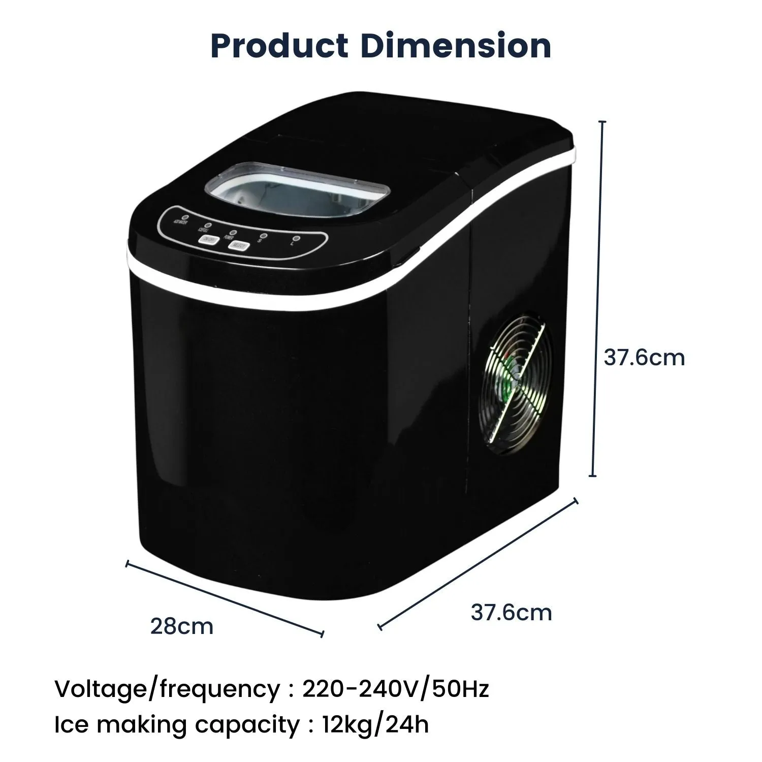 2.2L Fast Ice Maker, 12kg/24h, Compact, Quiet - Miraklass