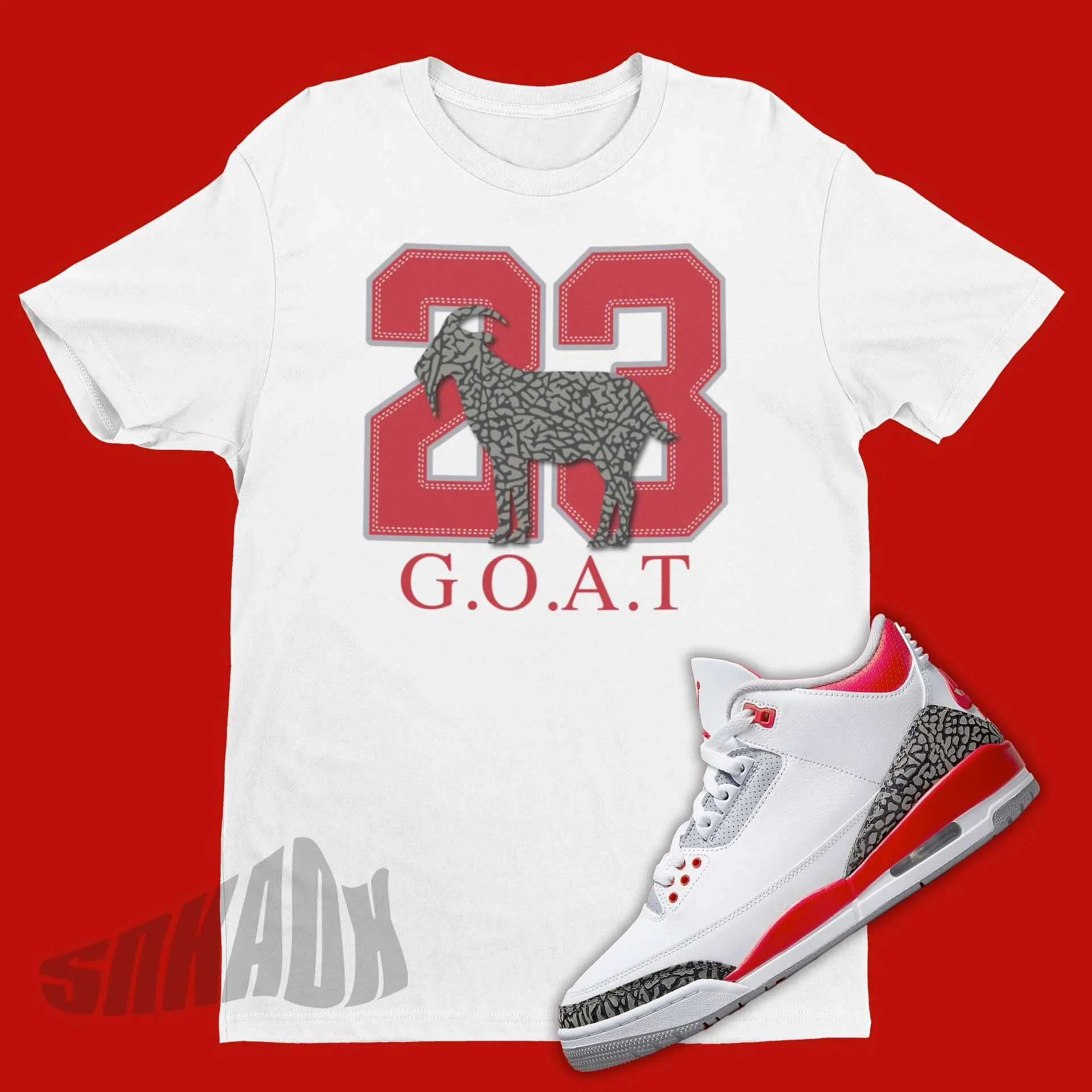 Air Jordan 3 Fire Red Matching Goat Shirt