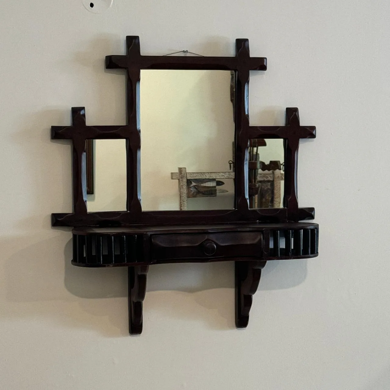 Antique Wooden Mirror with Shelf  : Aaina 1