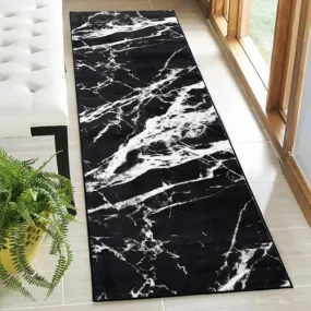 Asrug 2x7 Kitchen Runner Rug, Washable Runners for Hallways, Bathroom Runner Rug, Modern Area Rug, Soft Low-Pile Floor Non Slip Carpet, Black Entryway Rugs Indoor, Mable Design Laundry Room Rug