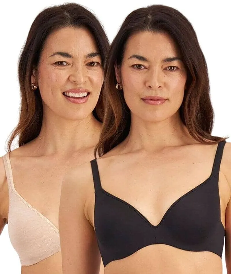 Berlei New Barely There Contour Bra 2 Pack - Black/Skin