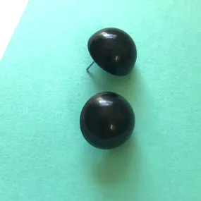 Black Chunky Retro Button Stud Earrings