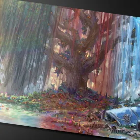 Bloomburrow Season Lands: Three Tree City (Four Seasons) AR Enhanced Standard Gaming Playmat Multi for Magic: The Gathering