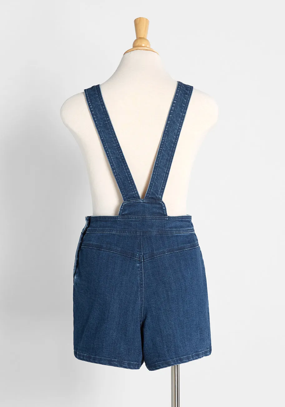 Bouncing Over The Rainbow Denim Shortalls