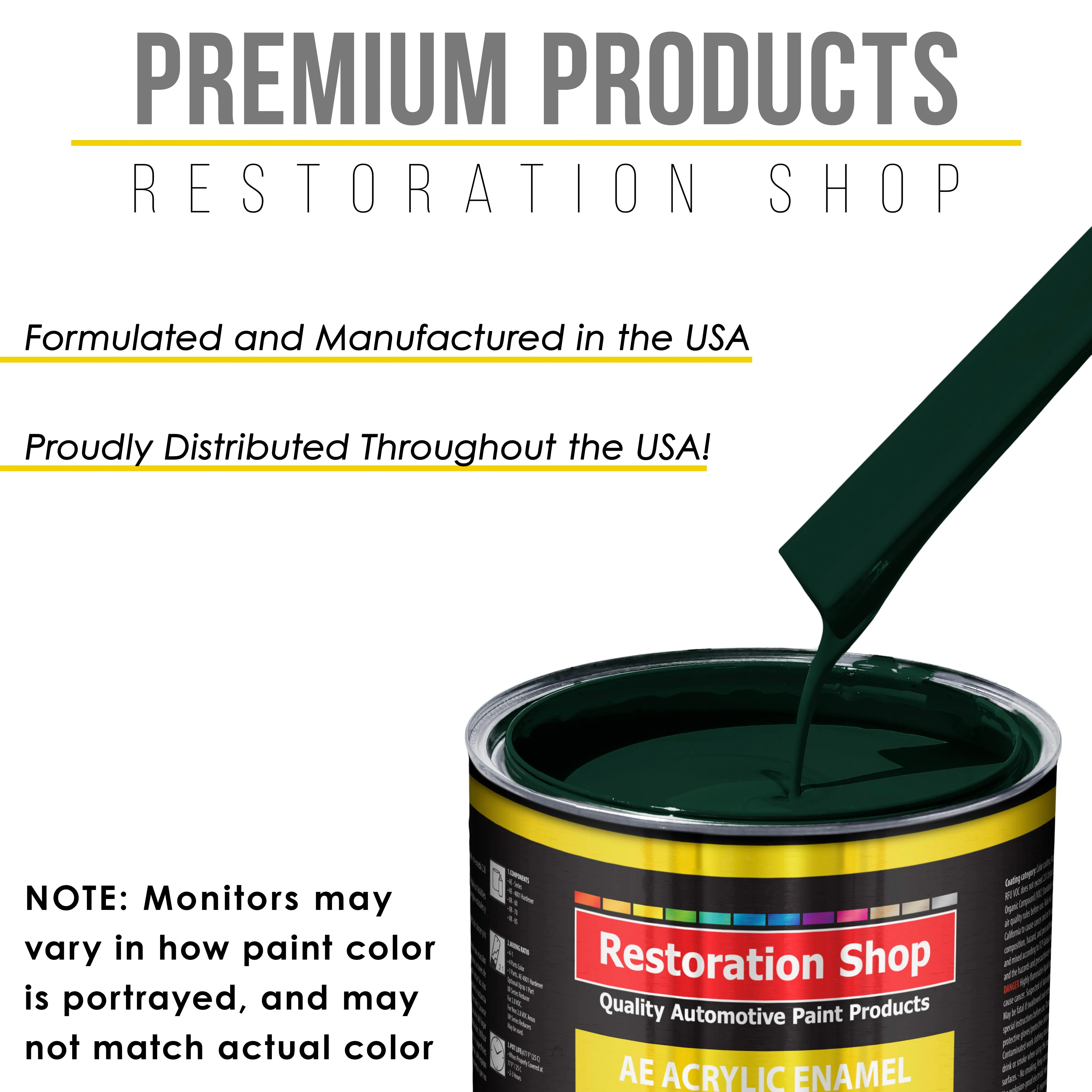 British Racing Green Acrylic Enamel Auto Paint - Complete Quart Paint Kit - Professional Single Stage Automotive Car Coating, 8:1 Mix Ratio 2.8 VOC