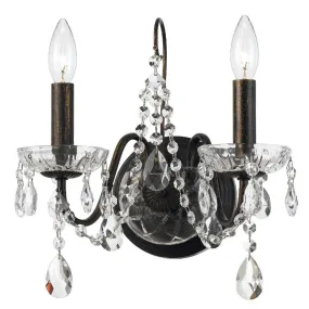 Bronzed Butler 2 Light Crystal Sconce