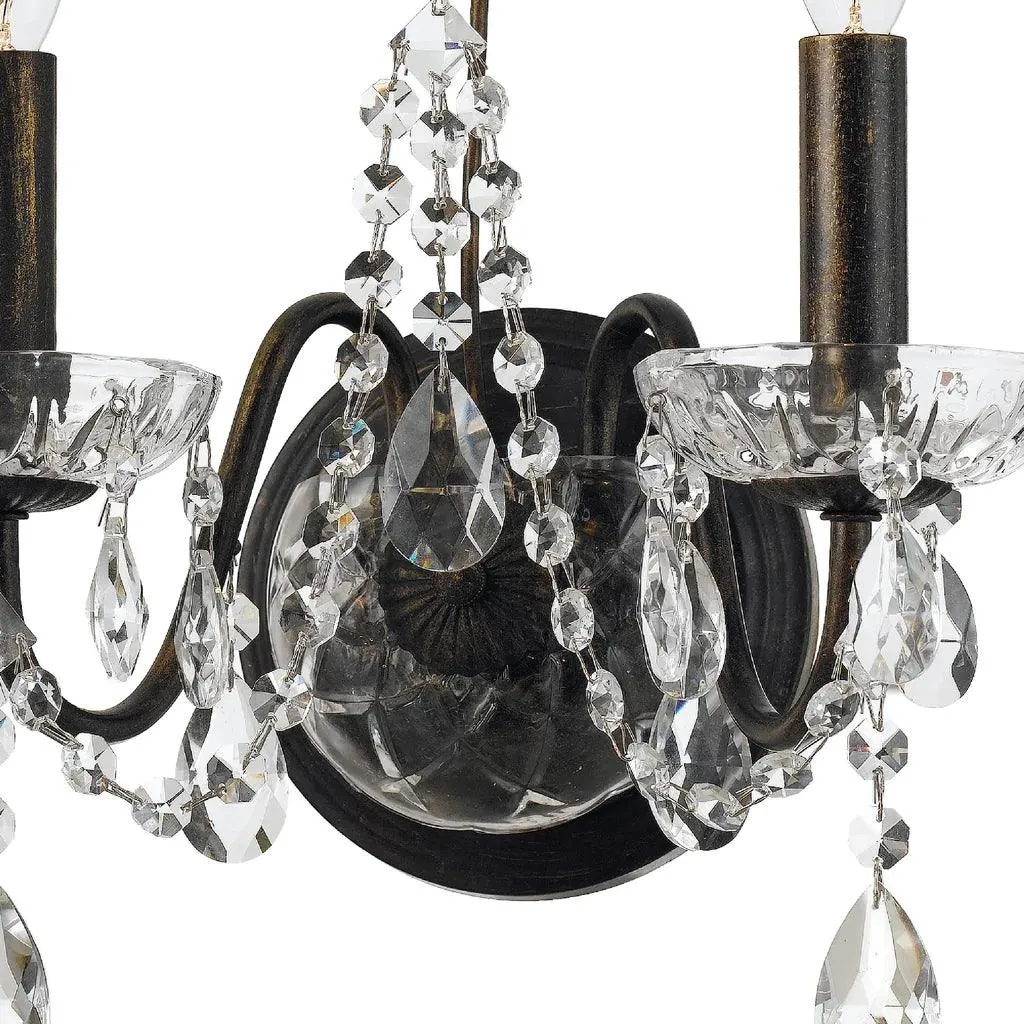 Bronzed Butler 2 Light Crystal Sconce