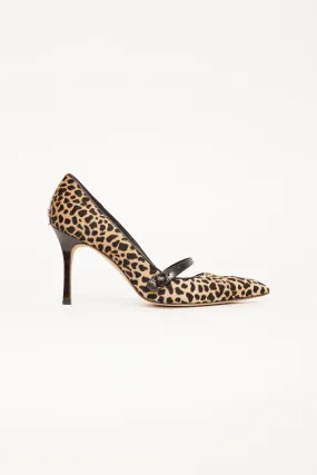 Brown & Beige Patterned Mary Jane Pump