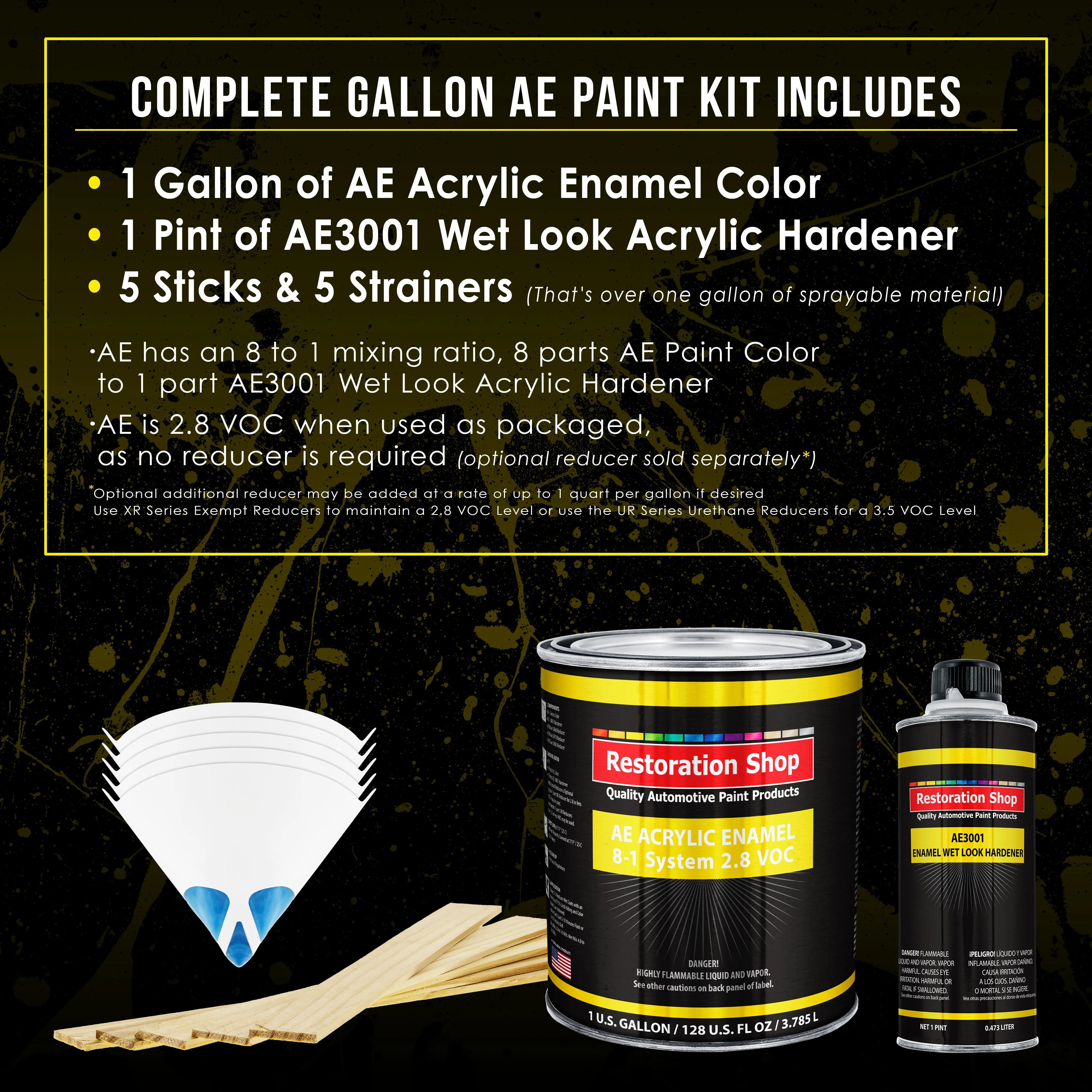 Charger Orange Acrylic Enamel Auto Paint - Complete Gallon Paint Kit - Professional Single Stage Automotive Car Truck Coating, 8:1 Mix Ratio 2.8 VOC