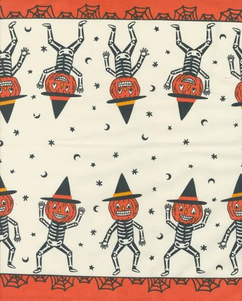 Classic Retro Holiday Toweling 16" Pumpkin Skeleton Dance 920-311 - 3-1/2 YARD