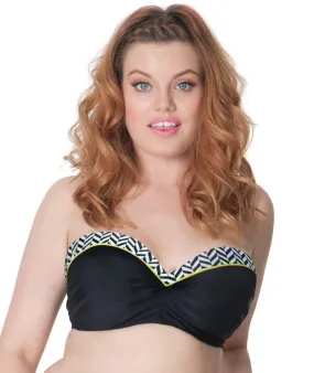 Curvy Kate Hypnotic Bandeau Bikini Top - Monochrome/Olive