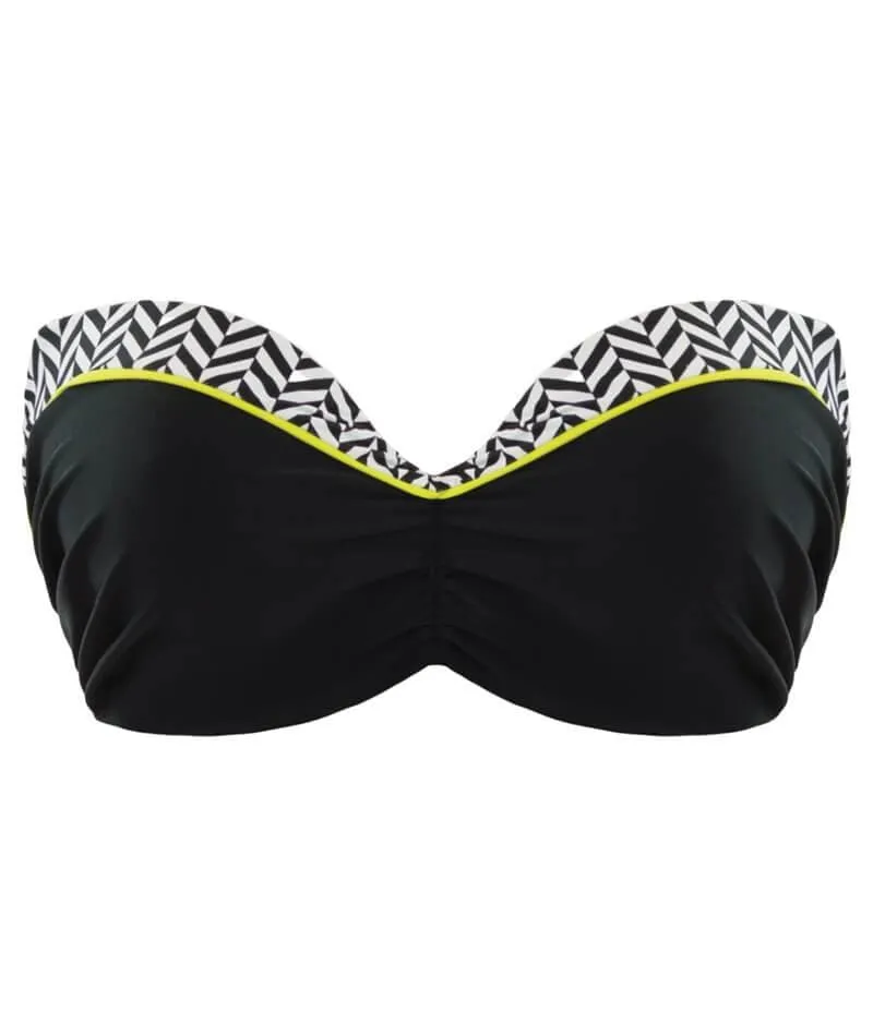 Curvy Kate Hypnotic Bandeau Bikini Top - Monochrome/Olive