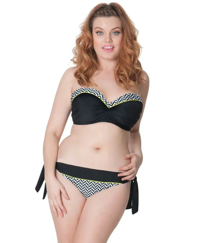 Curvy Kate Hypnotic Bandeau Bikini Top - Monochrome/Olive