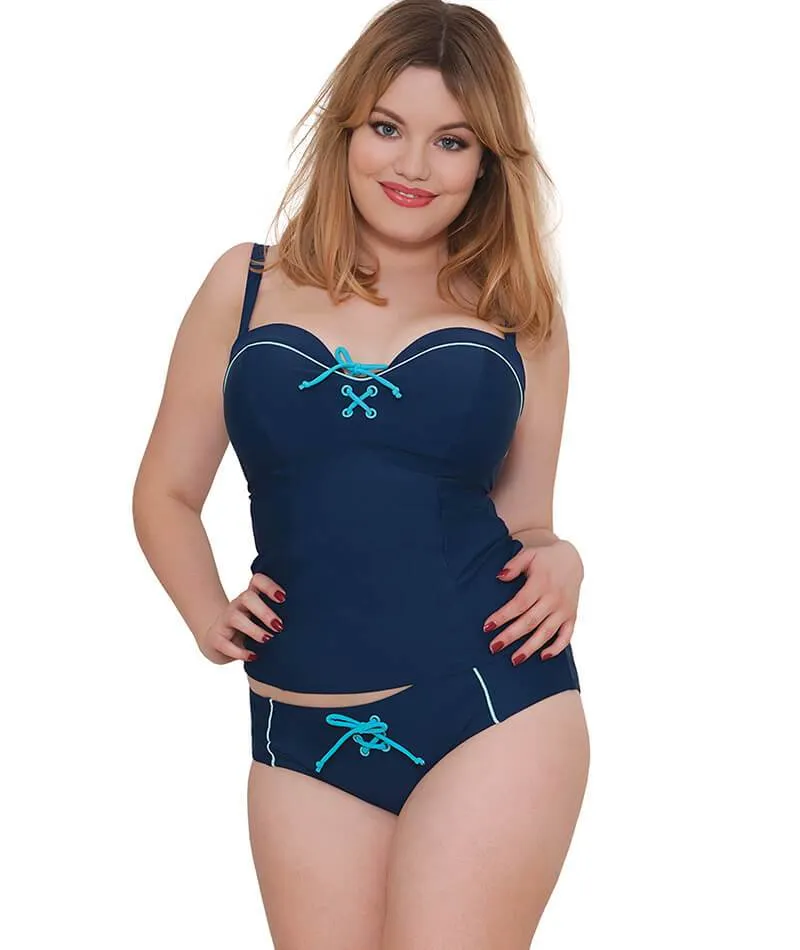 Curvy Kate Set Sail Bandeau Tankini - Indigo Mix