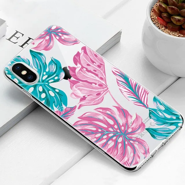 Cute Phone Case For iPhone 7 8 Plus 6 6S X XS Max XR 5 5s SE Soft Silicone Cover For iPhone 6 S PLUS 7 8 Cactus Flamingo Cases