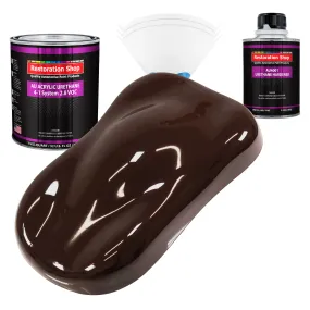 Dark Brown Acrylic Urethane Auto Paint - Complete Quart Paint Kit - Professional Single Stage Gloss Automotive Car Truck Coating 4:1 Mix Ratio 2.8 VOC