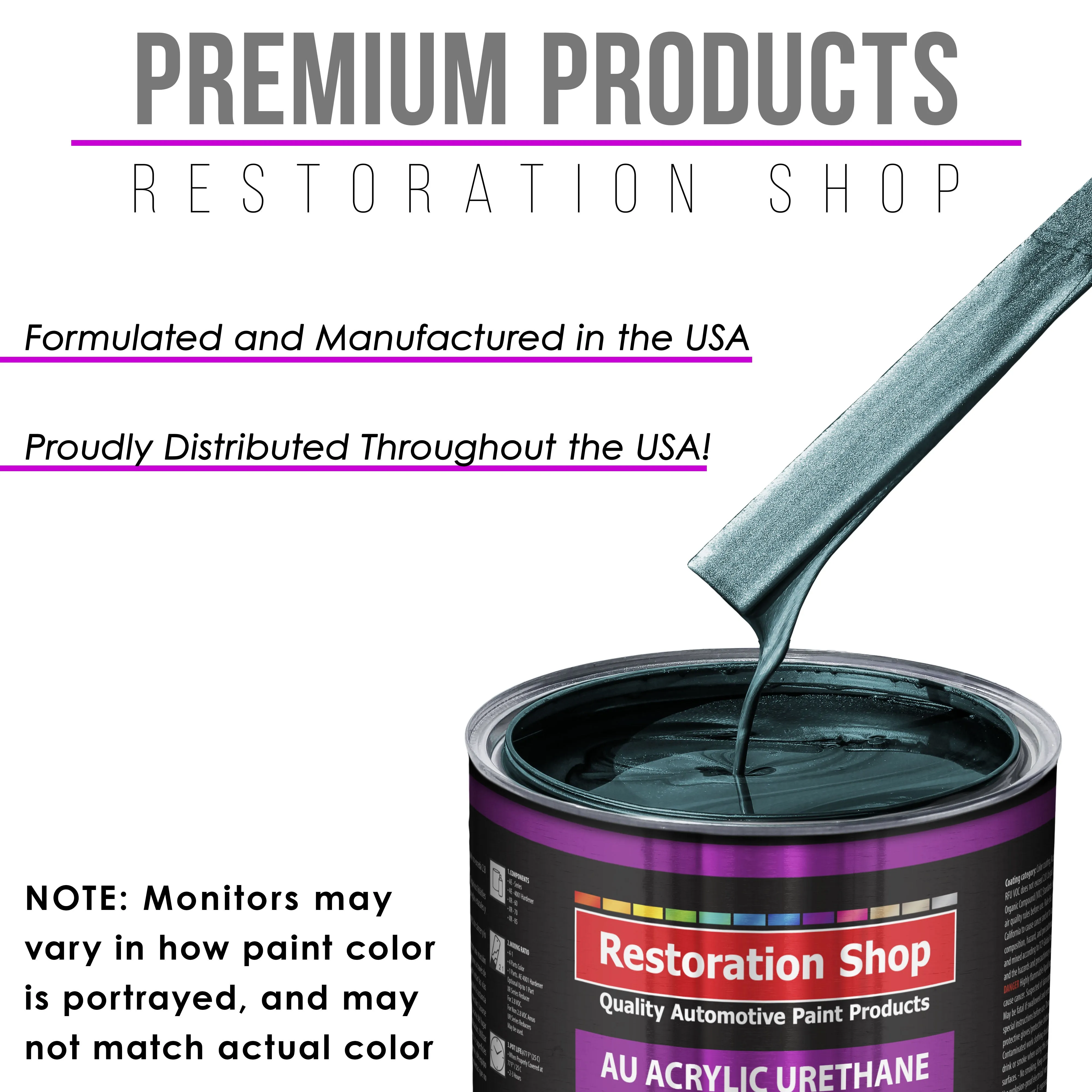 Dark Turquoise Metallic Acrylic Urethane Auto Paint (Complete Quart Paint Kit) Professional Single Stage Automotive Car Coating, 4:1 Mix Ratio 2.8 VOC