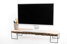 Desk monitor riser from wood (with bark)