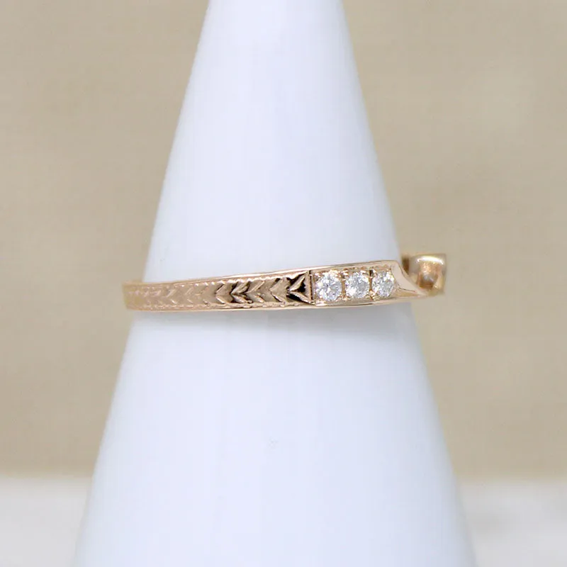 Diamond & Engraved Gold Nesting Band by 720