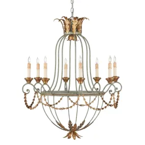 European Acanthus Gold Leaf Chandelier