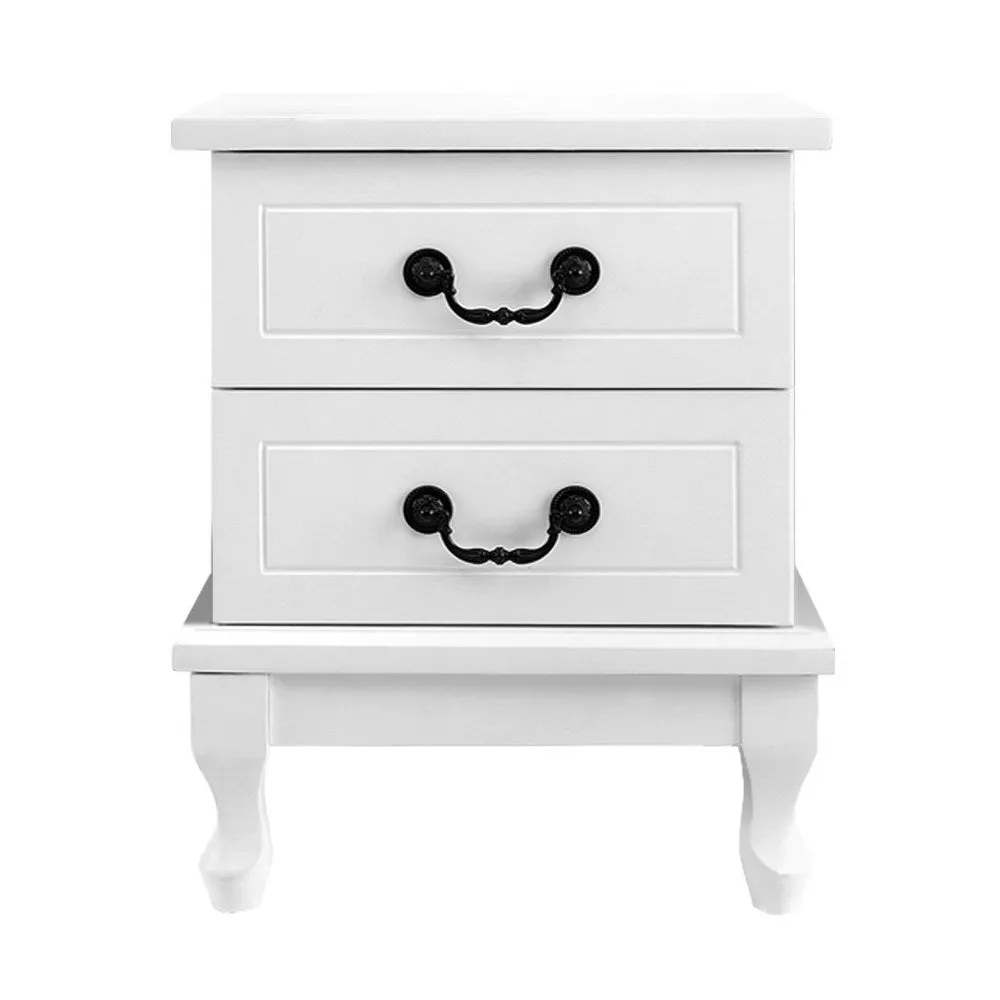 French Provincial 2-Drawer Bedside Table - White | Artiss