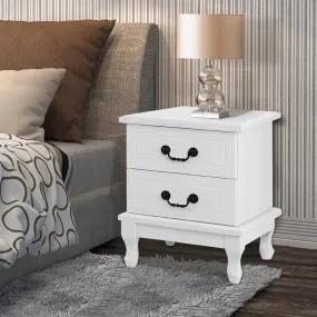 French Provincial 2-Drawer Bedside Table - White | Artiss