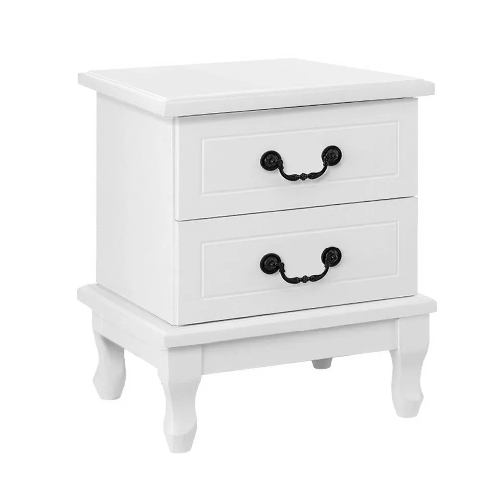 French Provincial 2-Drawer Bedside Table - White | Artiss