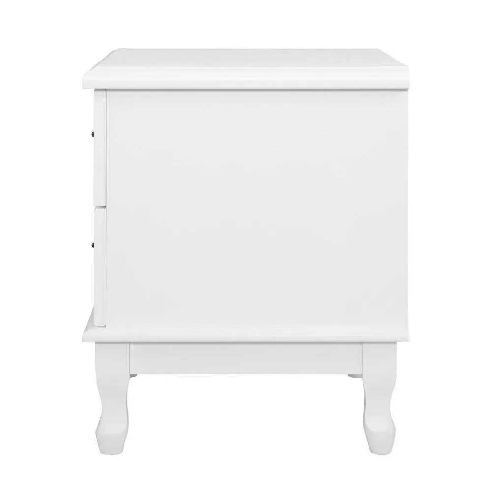 French Provincial 2-Drawer Bedside Table - White | Artiss