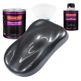 Gunmetal Grey Metallic Acrylic Urethane Auto Paint - Complete Quart Paint Kit - Professional Single Stage Automotive Car Coating 4:1 Mix Ratio 2.8 VOC