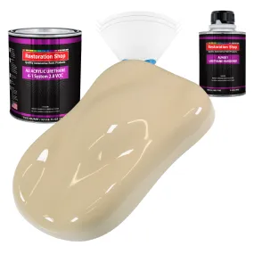 Ivory Acrylic Urethane Auto Paint - Complete Quart Paint Kit - Professional Single Stage High Gloss Automotive Car Truck Coating 4:1 Mix Ratio 2.8 VOC