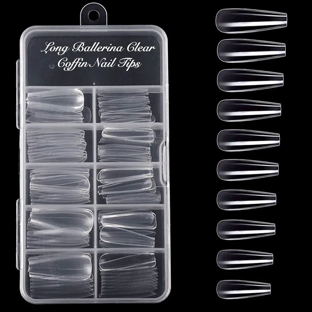 LONG COFFIN Nail Tips - Tray 100ct