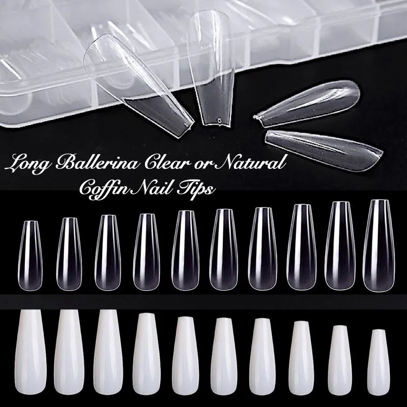 LONG COFFIN Nail Tips - Tray 100ct