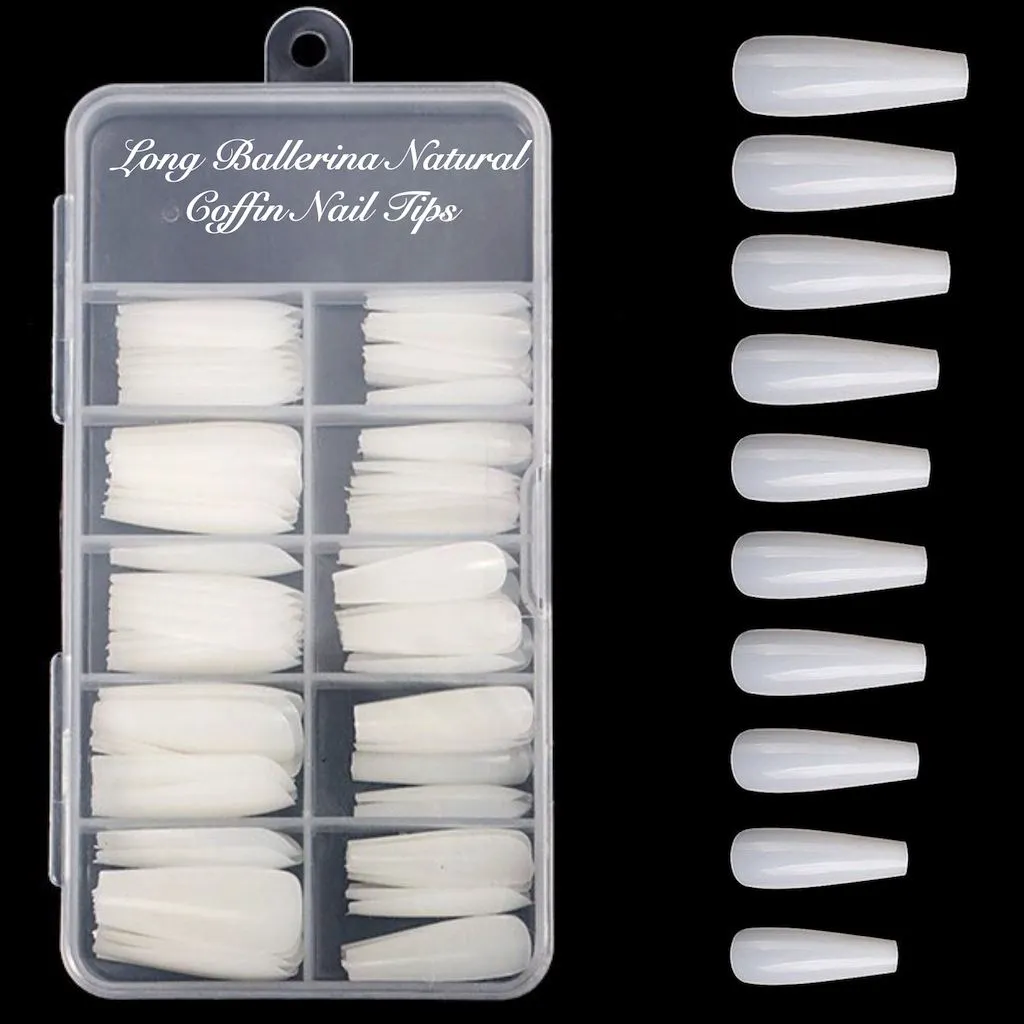 LONG COFFIN Nail Tips - Tray 100ct