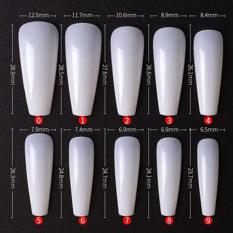 LONG COFFIN Nail Tips - Tray 100ct