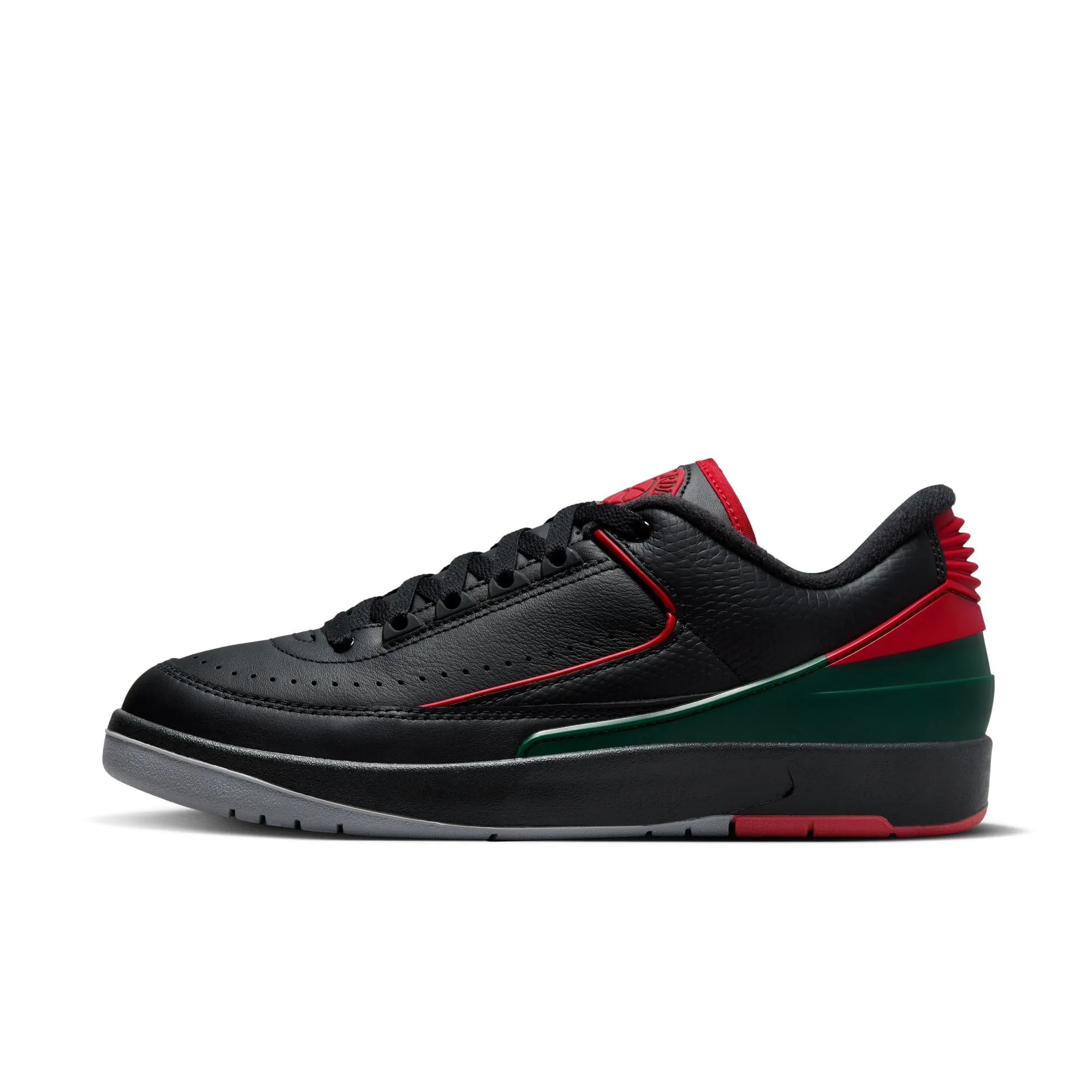 Men's Air Jordan 2 Retro Low-BLACK/FIRE RED-FIR-CEMENT GREY