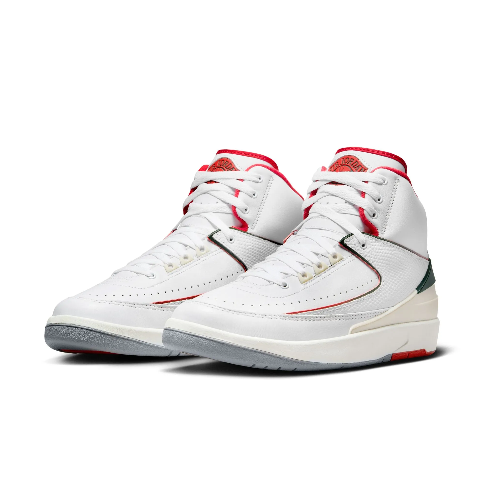 Men's Air Jordan 2 Retro-WHITE/FIRE RED-FIR-SAIL