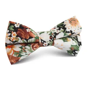 Men's Elegant Orange Floral Leaves Bow Tie