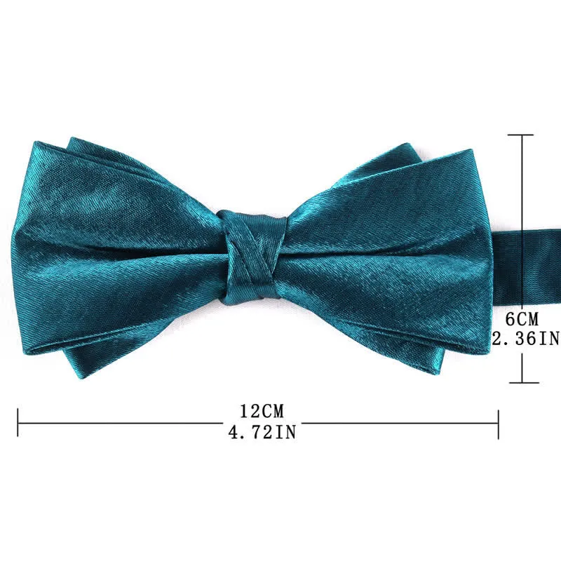 Men's Gloss Double Layer Solid Color Bow Tie