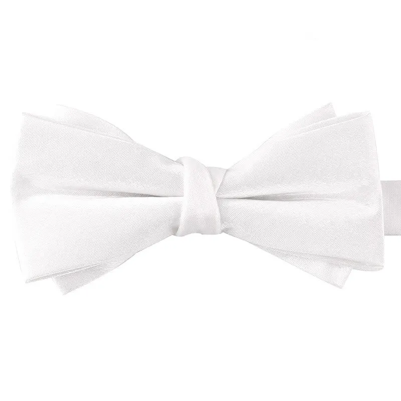 Men's Gloss Double Layer Solid Color Bow Tie