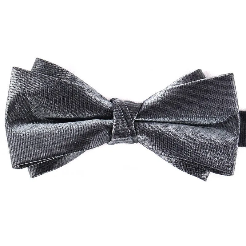 Men's Gloss Double Layer Solid Color Bow Tie