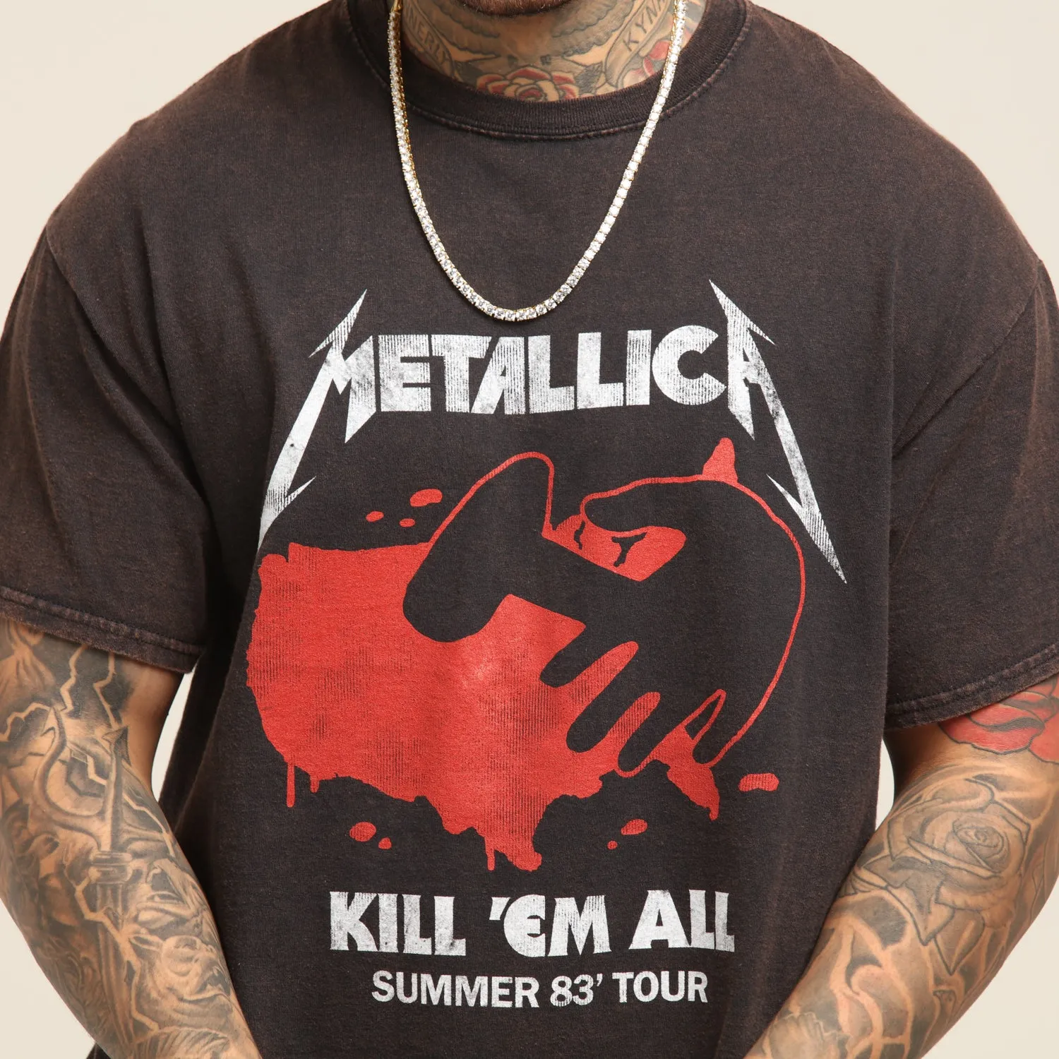 Metallica Kill 'Em All Vintage Tee Washed Black