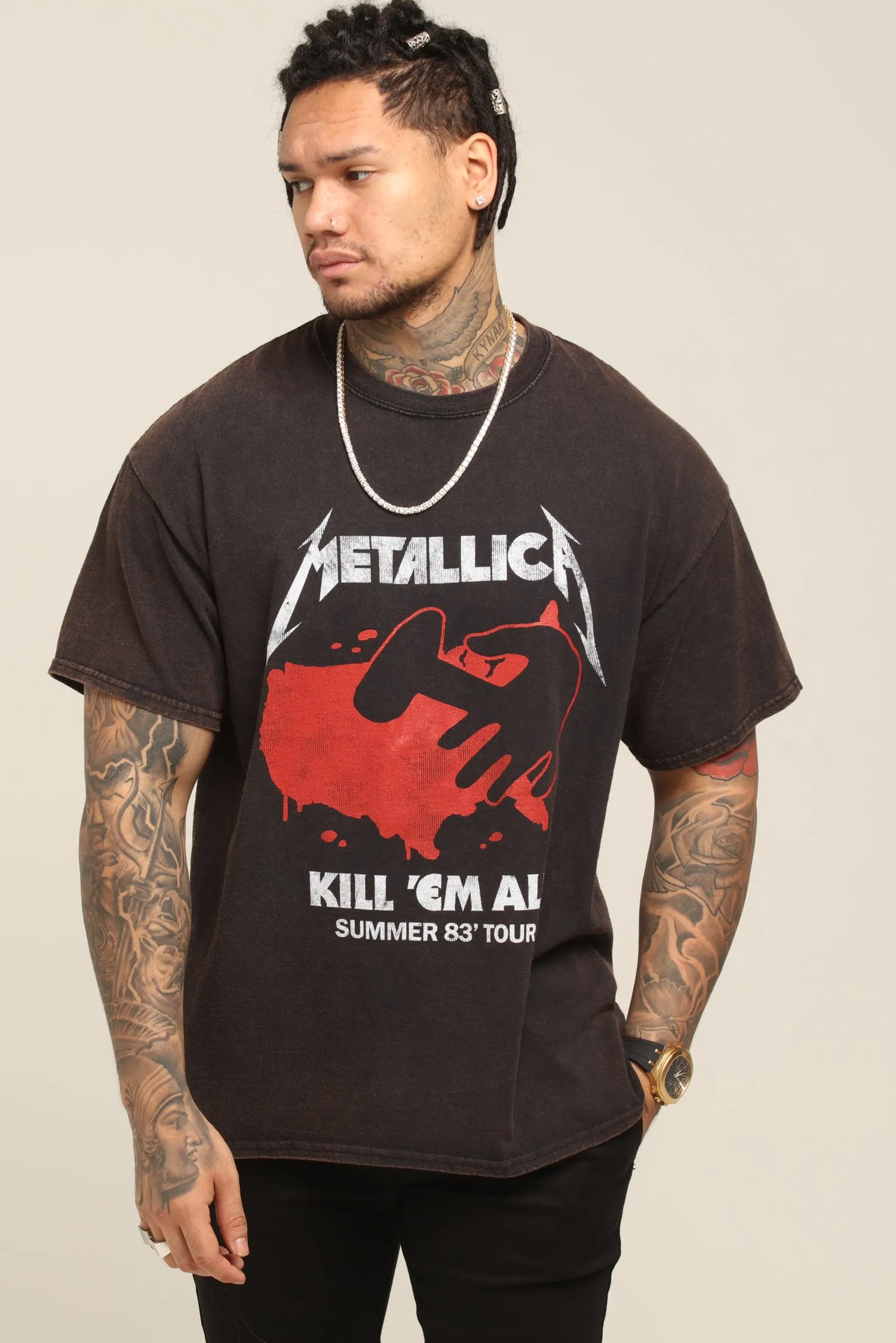 Metallica Kill 'Em All Vintage Tee Washed Black