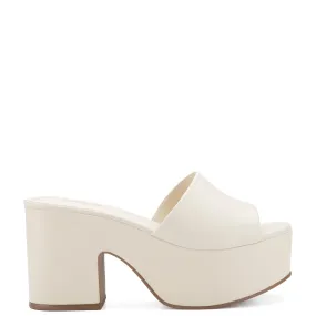 Miso Platform Sandal In Ivory Leather