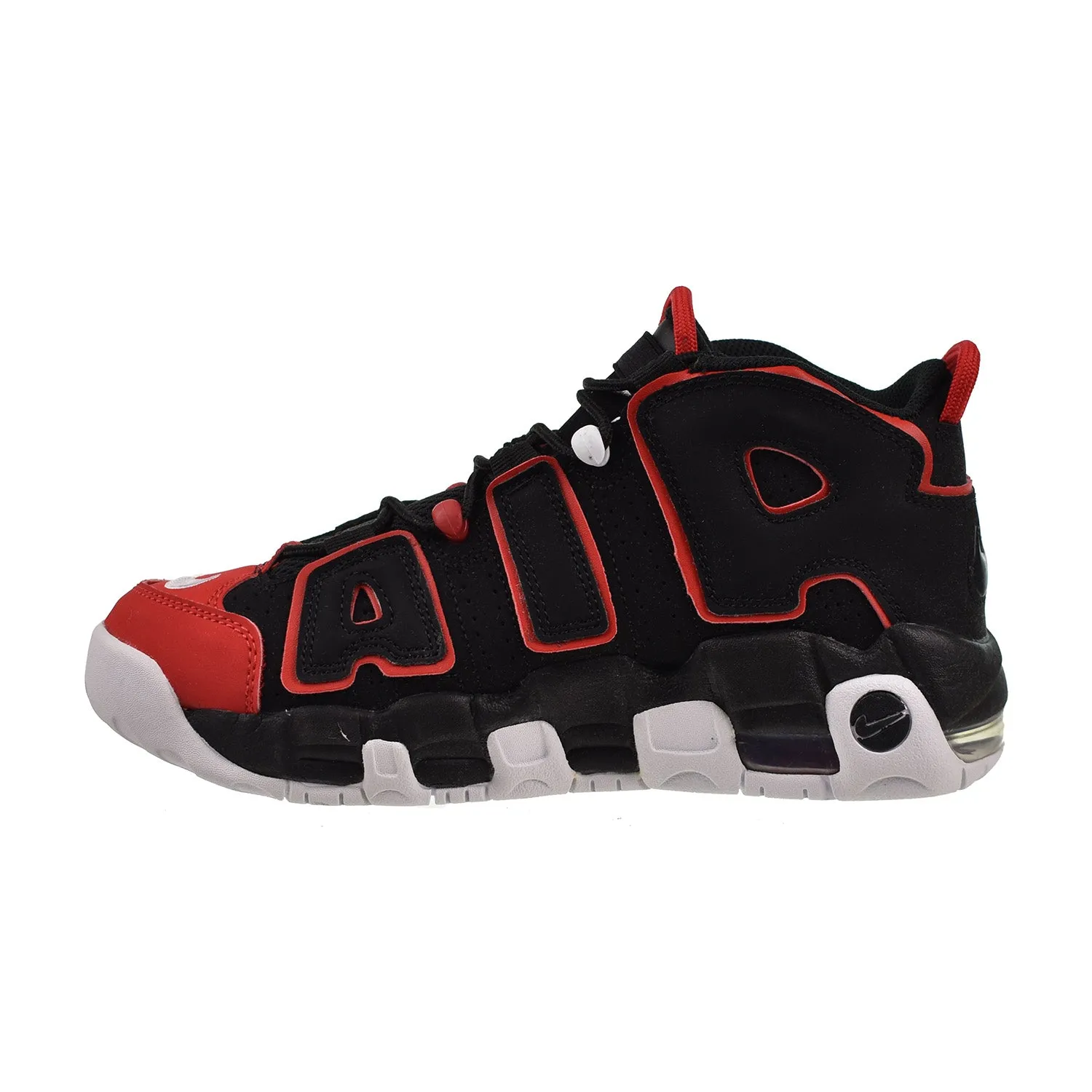 Nike Air More Uptempo 96 (GS) Big Kids' Shoes Black-Red Toe