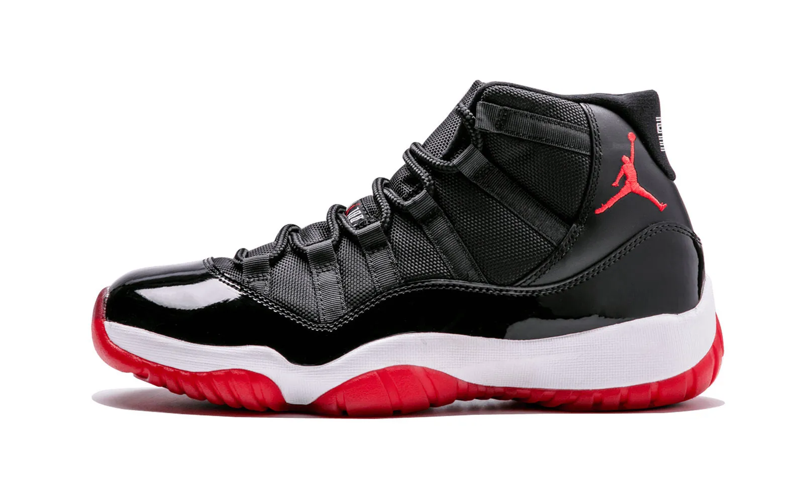 Nike Mens Air Jordan 11 Retro "Bred" Black/Varsity RedWhite Leather Basketball Shoes