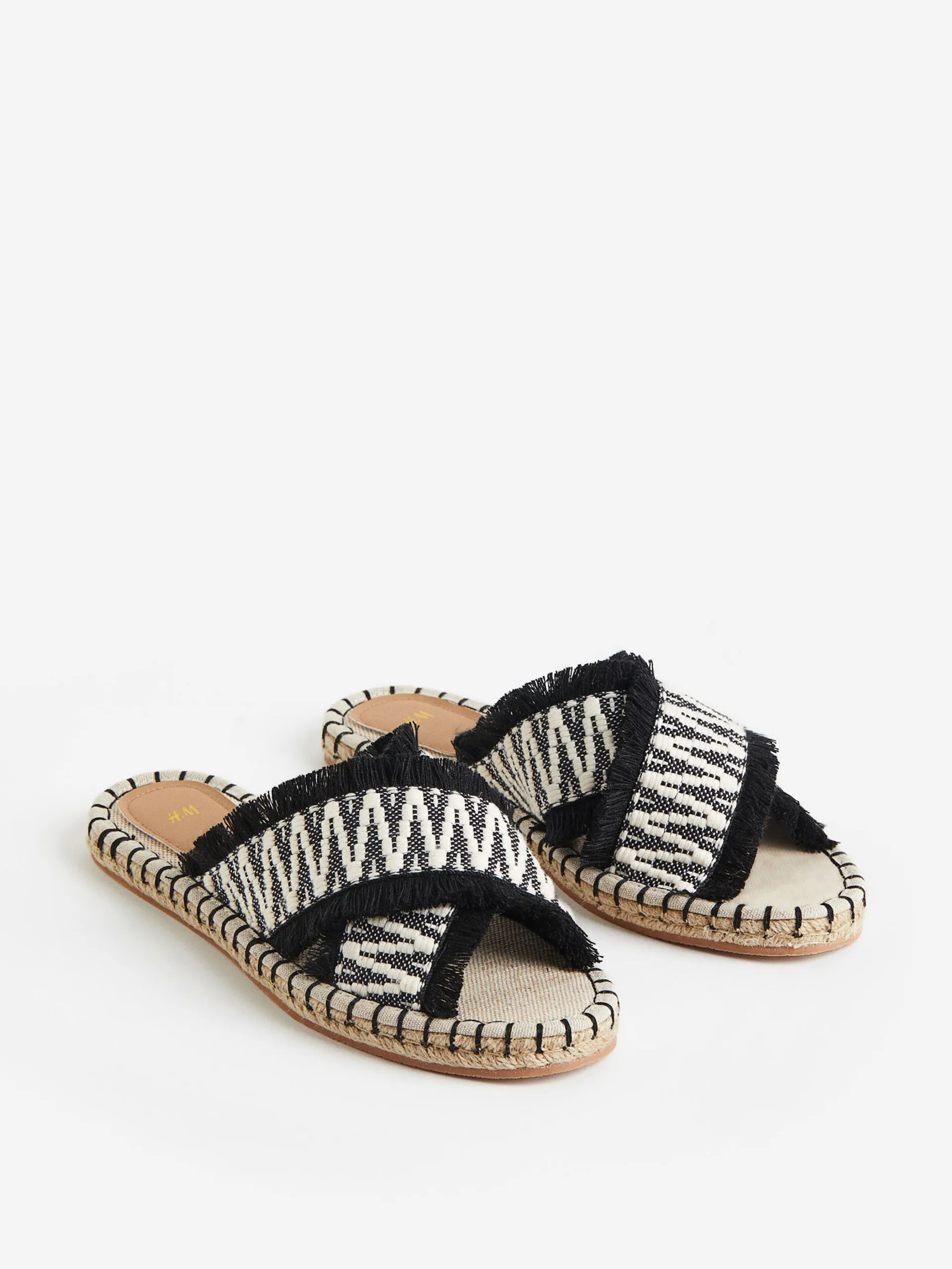 Patterned espadrille slides