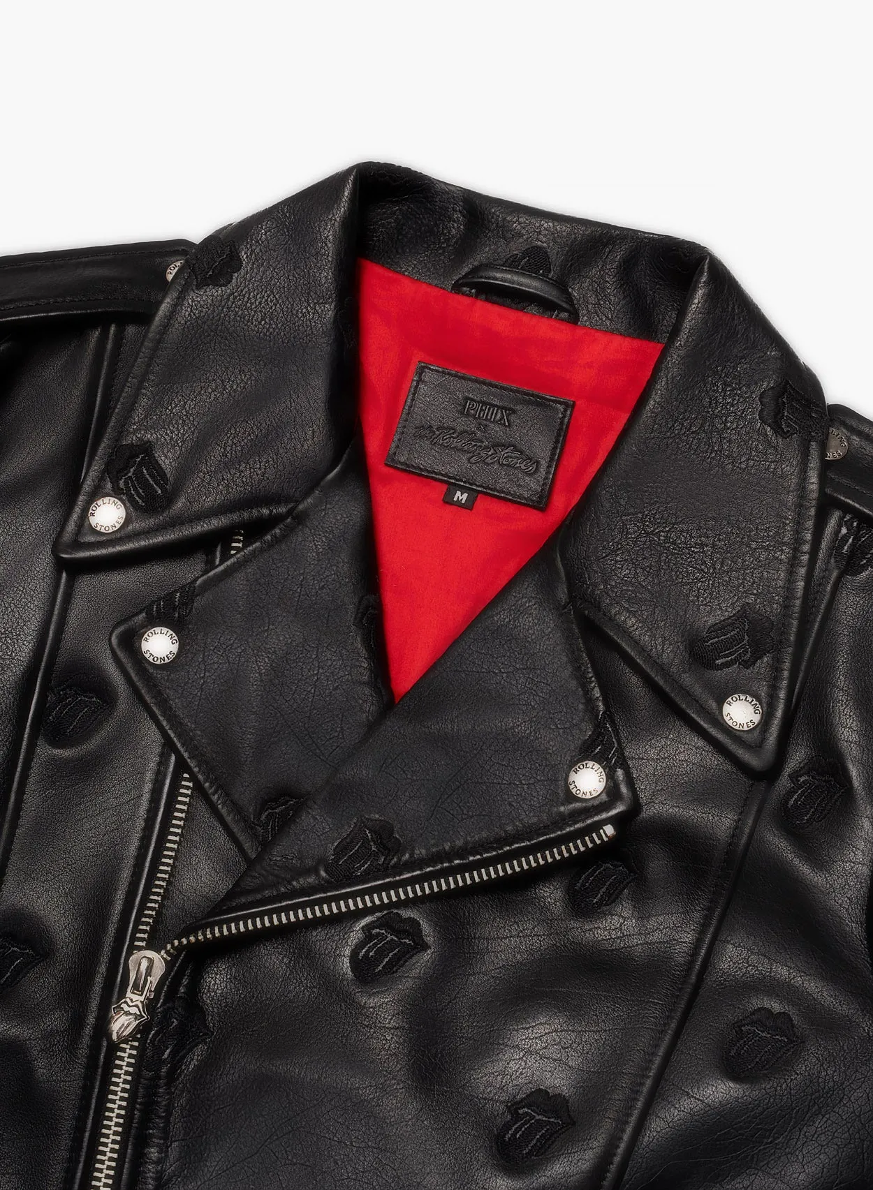 Phix X Rolling Stones Tongue Embroidered Biker Jacket