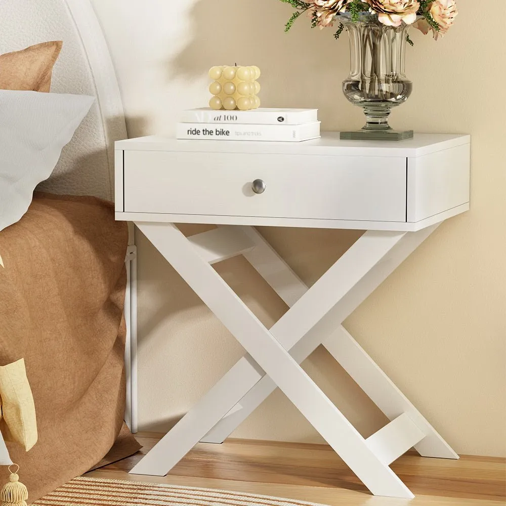 Qara Bedside Table White